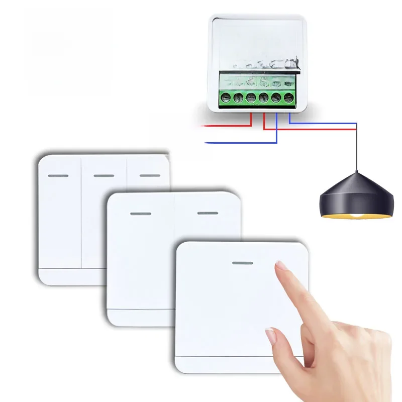 RF 433MHZ Mini inteligentny przełącznik LED Przełącznik światła 100-220V 86 Panel ścienny Zdalne sterowanie Przekaźnik Odbiornik 1/2/3 Gang Do Wentylatora Lampy Domowej — zdjęcie 2