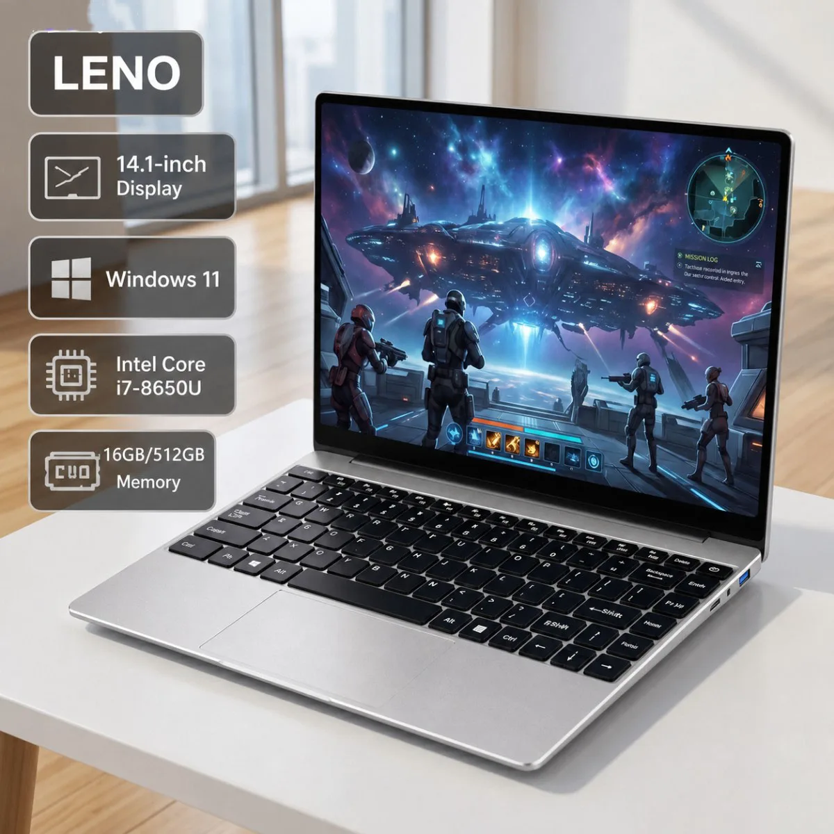 2026 LENO Nuovo Laptop Intel Core I7-8650U 14.1" 5000mAh Windows 11 Pro Garanzia di 3 Anni Laptop Portatile 1920*1080 HD Notebook per Ufficio