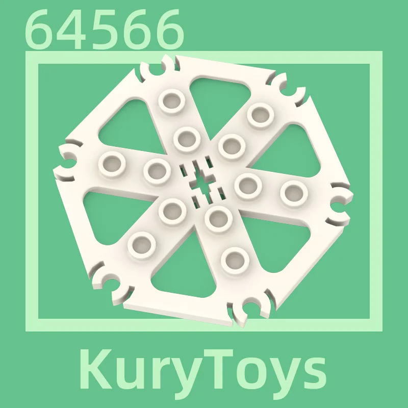 Kury צעצועי DIY MOC עבור 64566 בניין בלוק חלקי צלחת הרוטור 6 להב עם קליפ מסתיים מחובר (מים גלגל)-הולו הרבעה