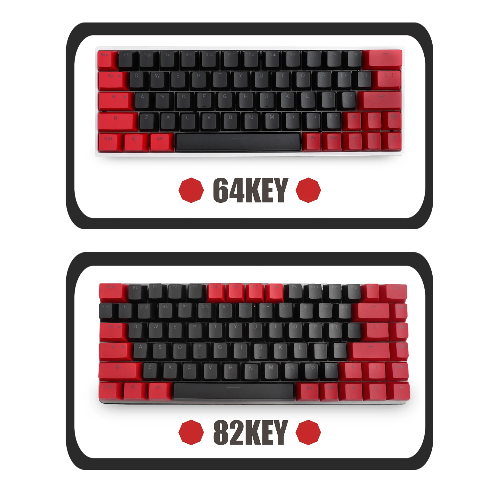 Keycap teclado mecânico, RK 64 82 chaves, Material PBT, Altura do OEM, Impressão dupla palavra retroiluminada, Transparente