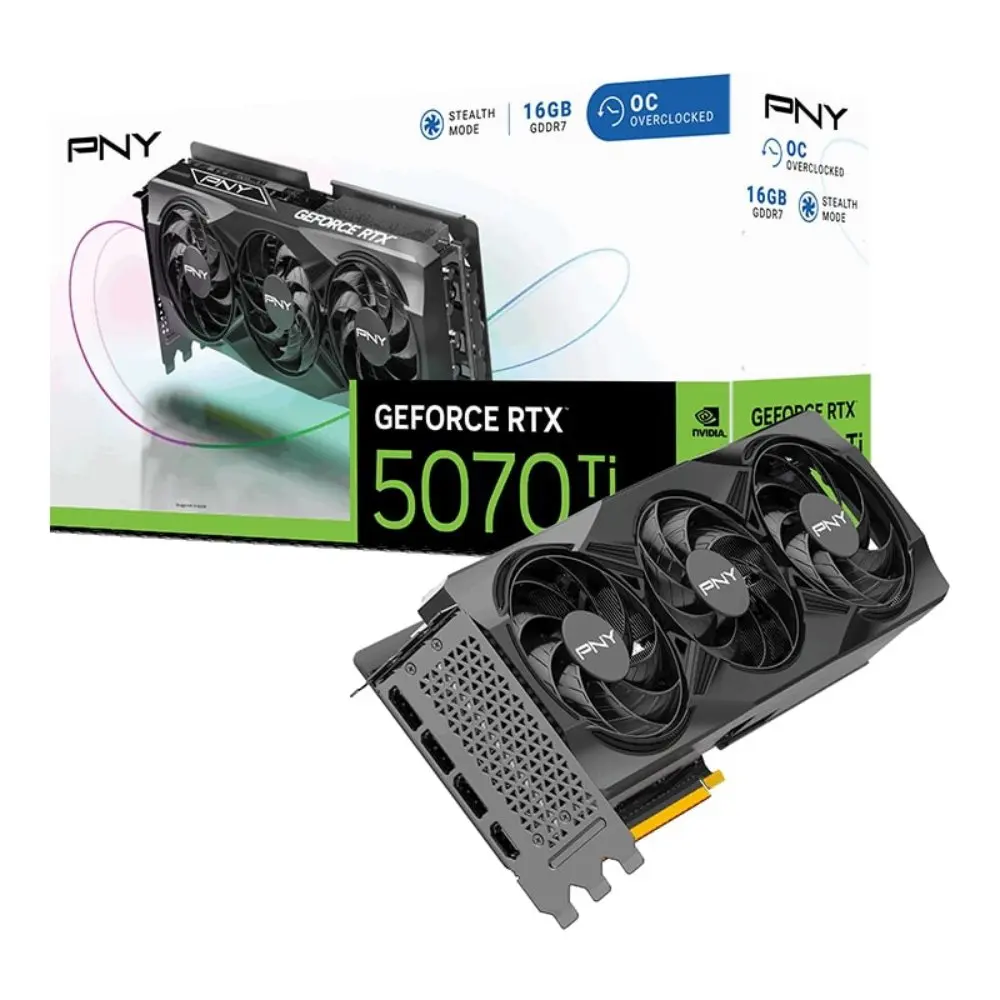 Other PNY GeForce RTX 5070 Ti Overclocked Triple Fan 16GB GDDR7 DLSS4 1*HDMI/3*DisplayPort PCi Ex 5.0 16x