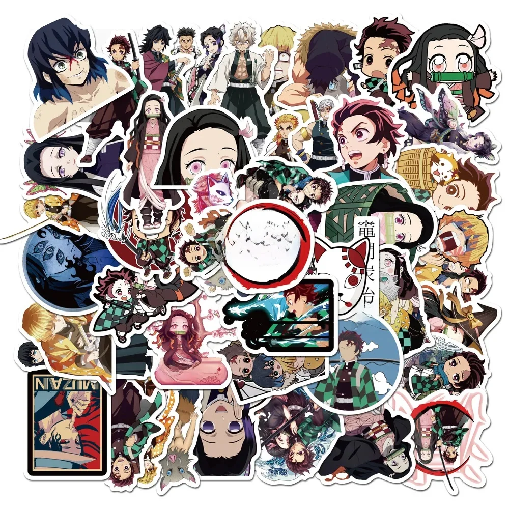 Autocollants imperméables dessin animé japonais, 50 pièces, pour bagages, ordinateur portable, guitare, cadeau pour enfants, jouet, papeterie, vélo, Skateboard