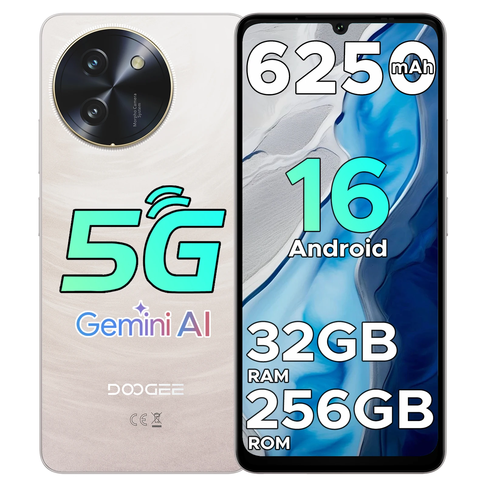 5G Mobiele Telefoon DOOGEE Note 59 Pro Android 16 Met Gemini AI Octa Core 2.3GHz 120Hz Scherm 6.75 HD+ Accu 6250mAh 32GB+256GB