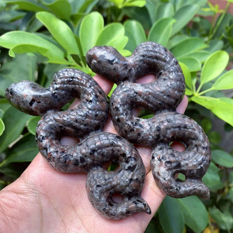 Natural Yooperlite Carved Snake Statue Emberlite Glowing Rock Quartz Stone Animal Witchy Decor Meditation Crystal Halloween Gift