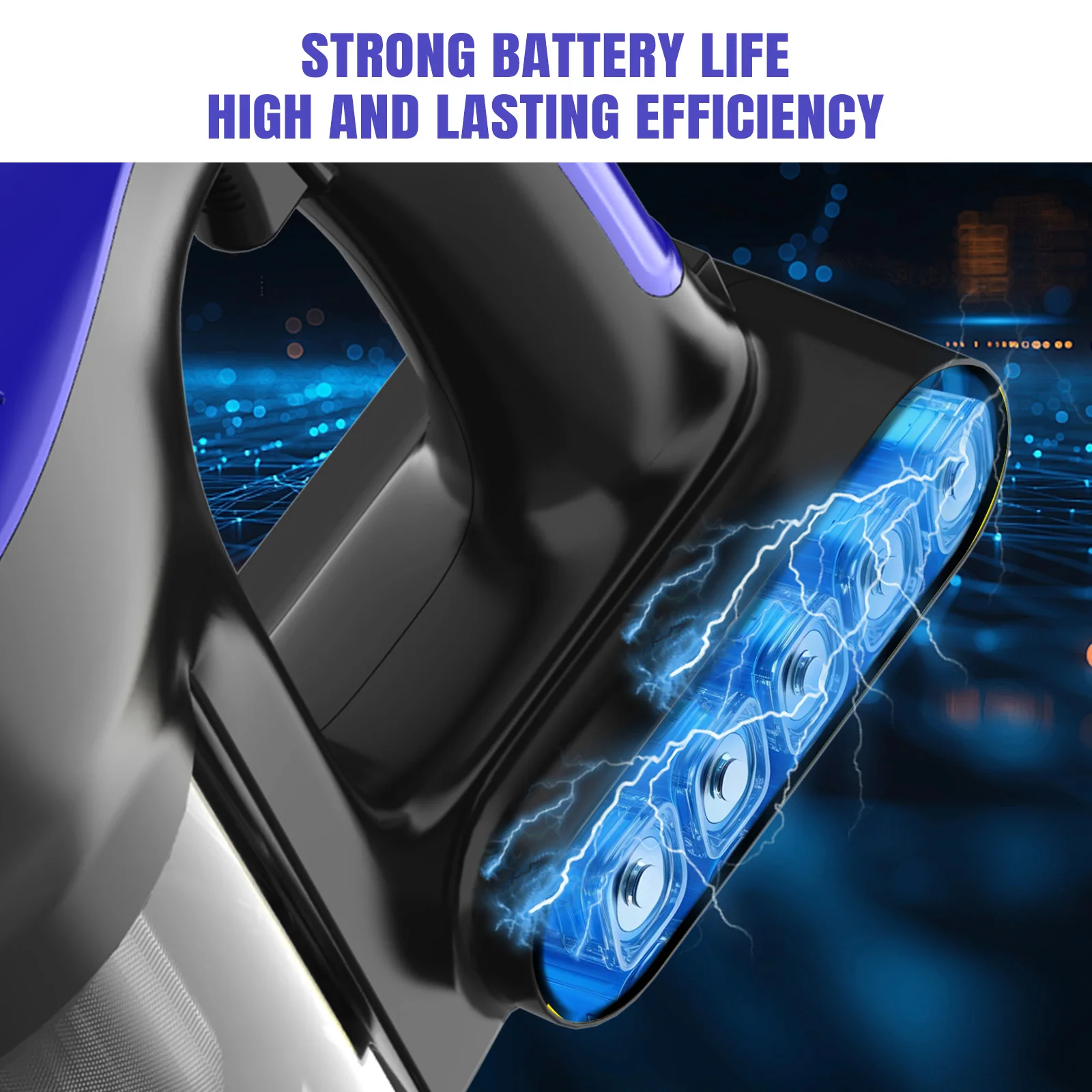 Aspiradora Inalámbrica de 3000W, 15000PA, 3 en 1, con Luz LED + 1 Filtro HEPA + Batería Recargable de 3000mAh, Herramientas para Mascotas, Grietas y Superficies Múltiples, Azul + Negro