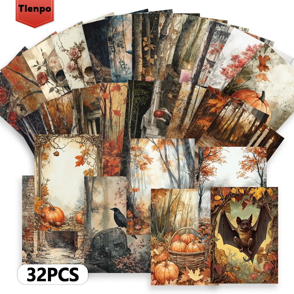32 Stück, Vintage-Herbsternte-Postkarte, Halloween, Geburtstags-/Jubiläumsgeschenk, Sammlerstück, geeignet zum Verschenken, erhältlich.