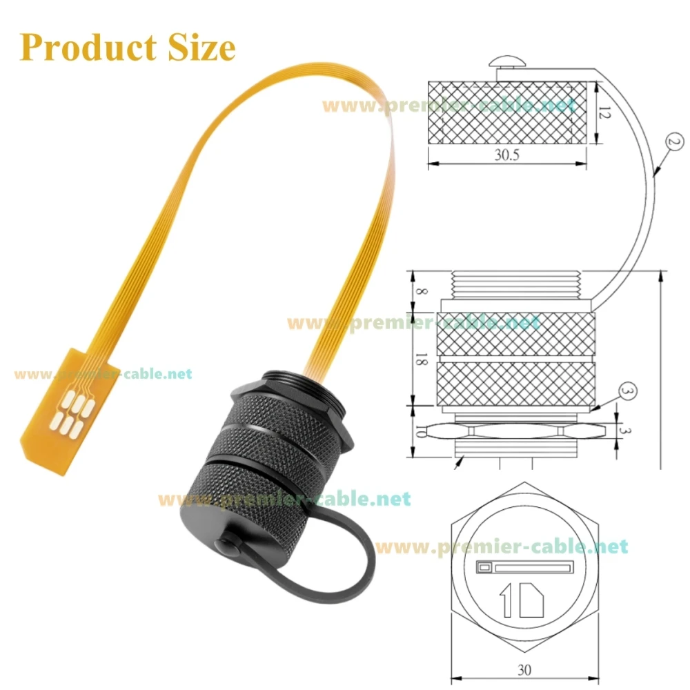 IP67 Waterdichte Mini Sim-kaart Verlengkabel 2FF Panel Mount Man-vrouw Flex Extender FPC Kabel Outdoor Mini Sim-kaart Solt