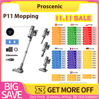 Proscenic P11 Mopping Cordless Vacuum Cleaner, 400W Brushless Motor, 35Kpa Suction, 0.65L Dustbin, 5-Stage Filtration System, 2000mAh Battery, Detachable Mopping Base, Ultra-Quiet Digital Motor, Multi-Surface Brush with LED Light, Replaceable Battery