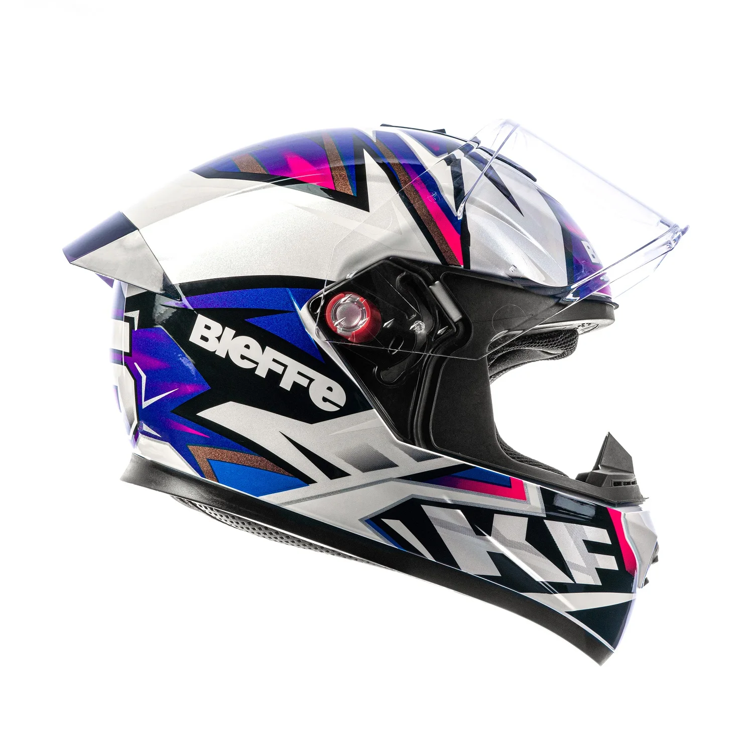 Bieffe B12 KF White Helmet with Purple + Mirror Visor