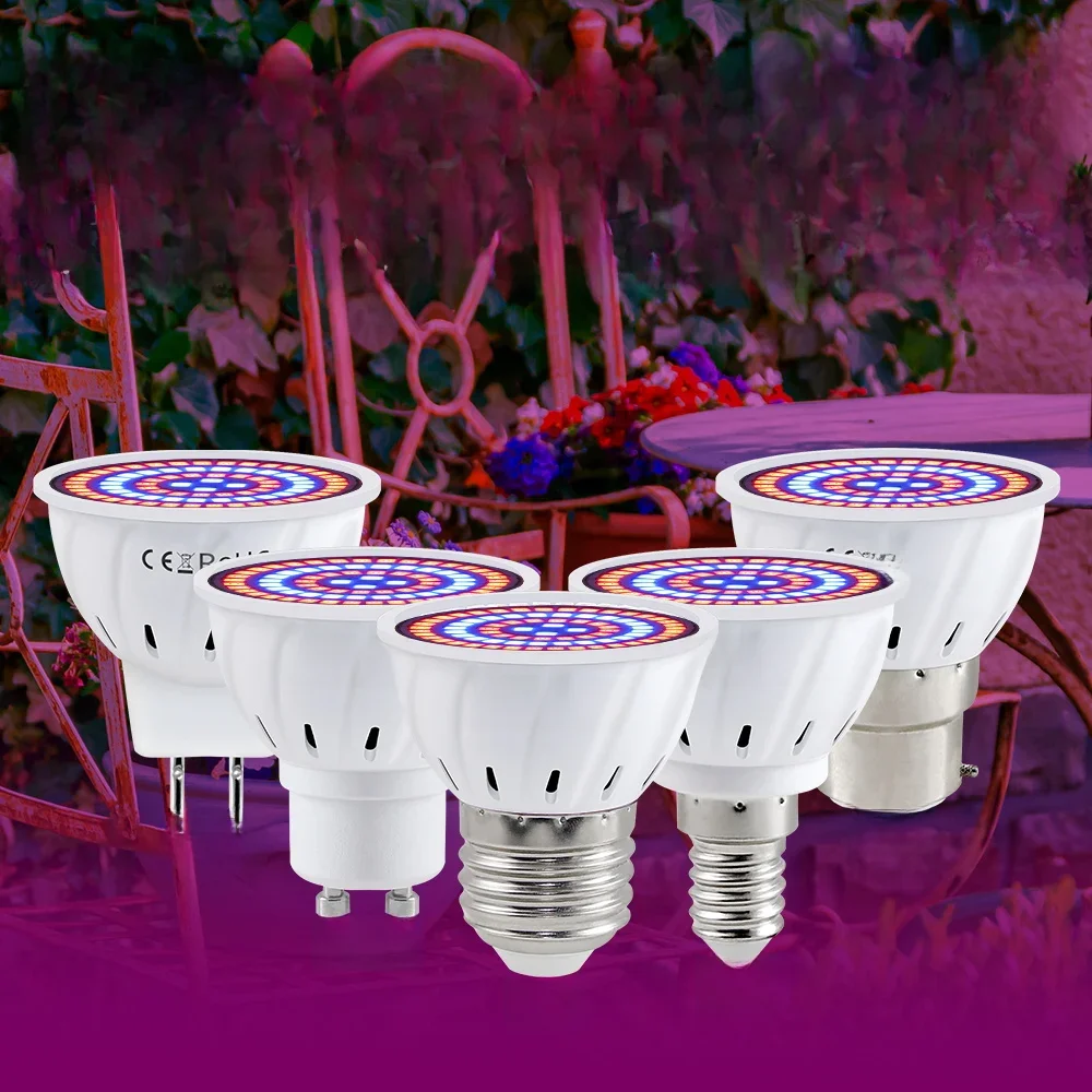 E27 220V LED Grow Light Bulb E14 Full Spectrum B22 Plant Lamp MR16 Flower Seedling Indoor Cultivation Lights GU10 Spotlight 240V