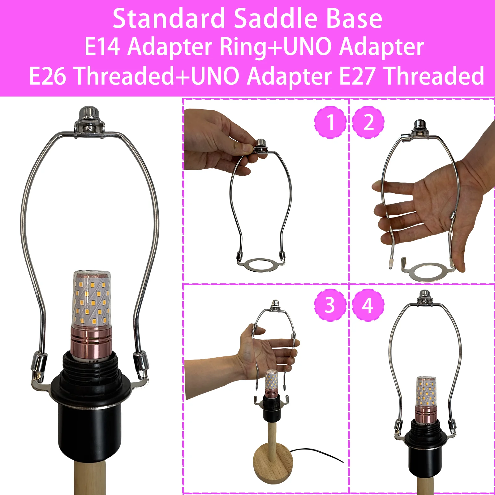 Supporto per paralume, arpa per lampada include base a sella standard, staffa per paralume resistente staccabile per lampade da tavolo e da terra