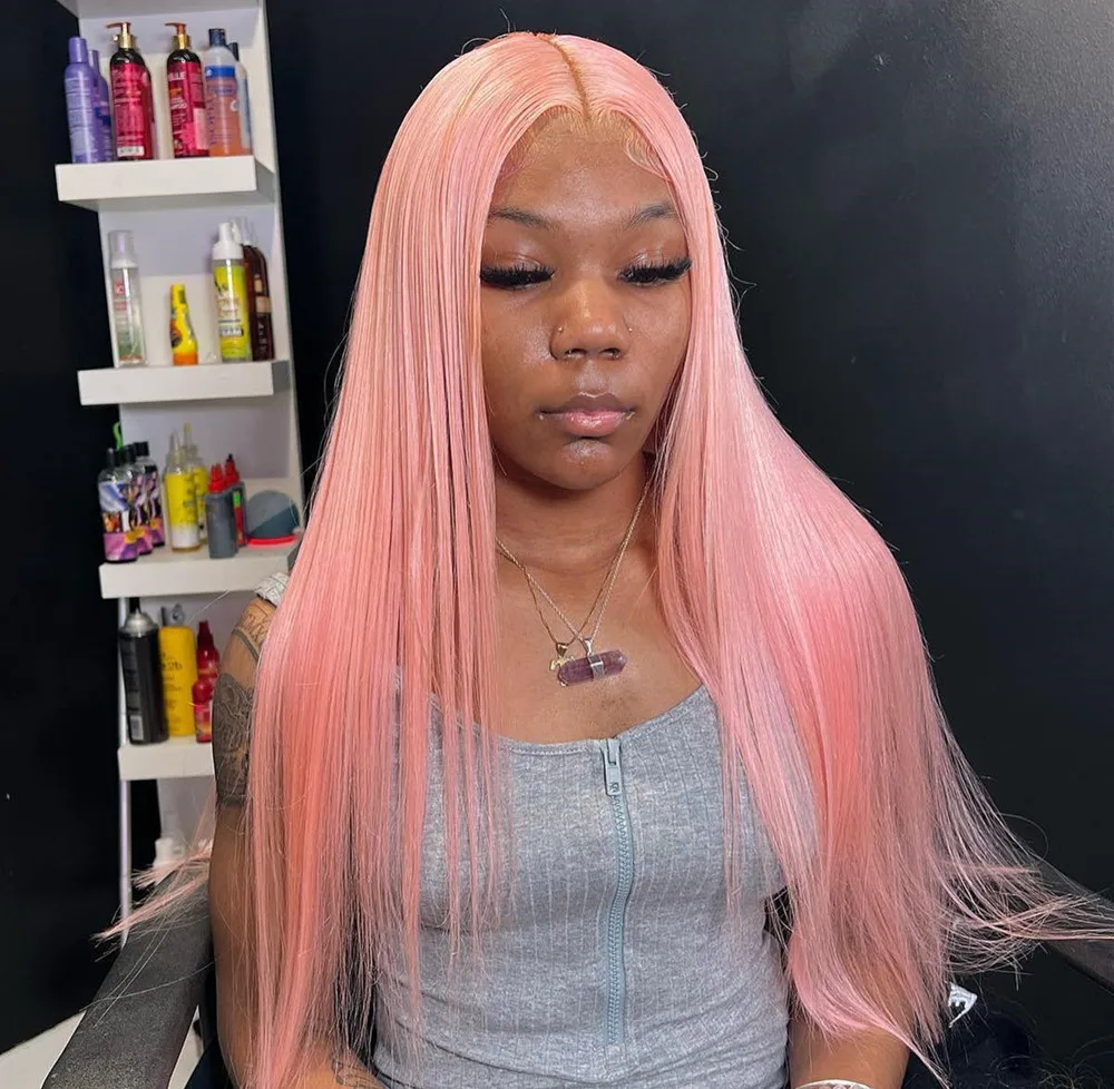 

Светильник-розовый прозрачный кружевной передний парик 13x6, парики с прямыми волнистыми волосами для женщин, 613 цветные светлые человеческие волосы 13x 4 со шнуровкой спереди