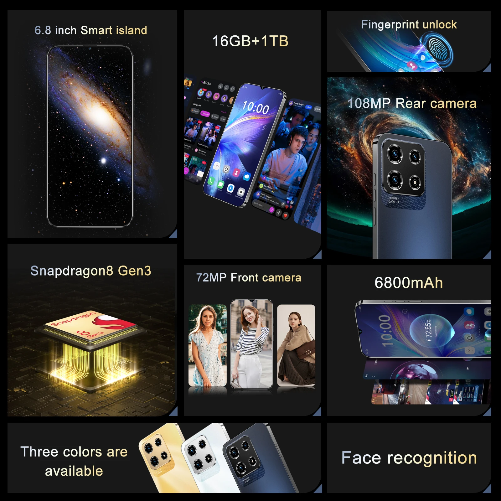 Redme Note 13 Pro Smartphone Original Mobile Phones Deals 7.3 inch Full Screen 4G 5G Cell Phone 8000mAh Brand New Phones Global