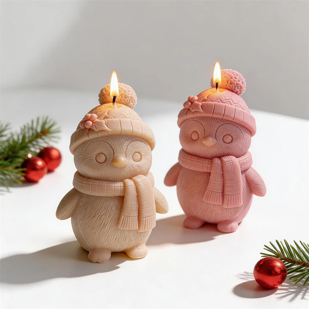 Christmas Winter Penguin Candle Mold Christmas Animal Soy Wax Silicone Mold Plaster Gypsum Soap Mould Festive Home Decor