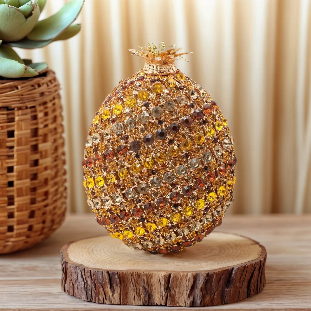 

Unique Women Pineapple Shape Evening Bag Sweet Fruit Rhinestone Crystal Purse Diamond Wedding Clutch Handbag for Prom Dating