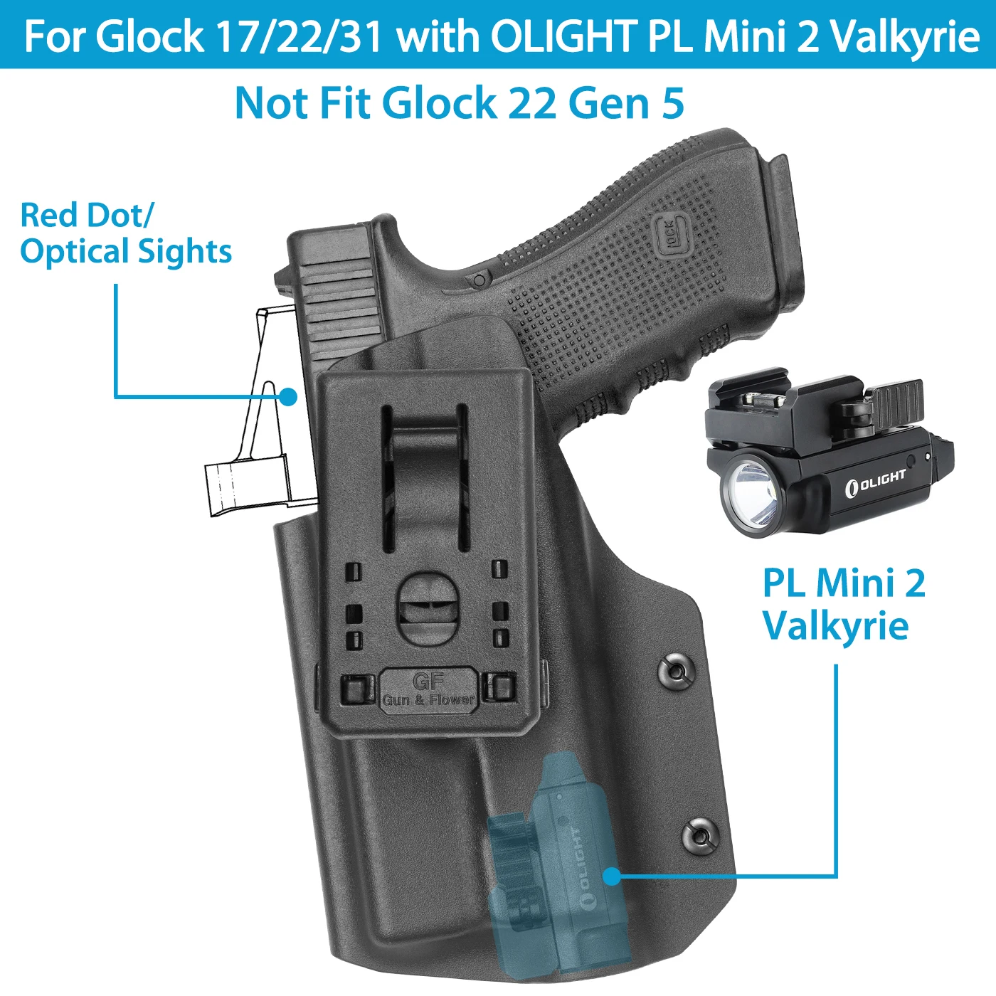 Imagem -04 - Owb Kydex Coldre para Glock 17 G22 G31 com Olight Baldr Pro pl Mini2 Valkyrie Olight Baldr Mini Luz & Vermelho d