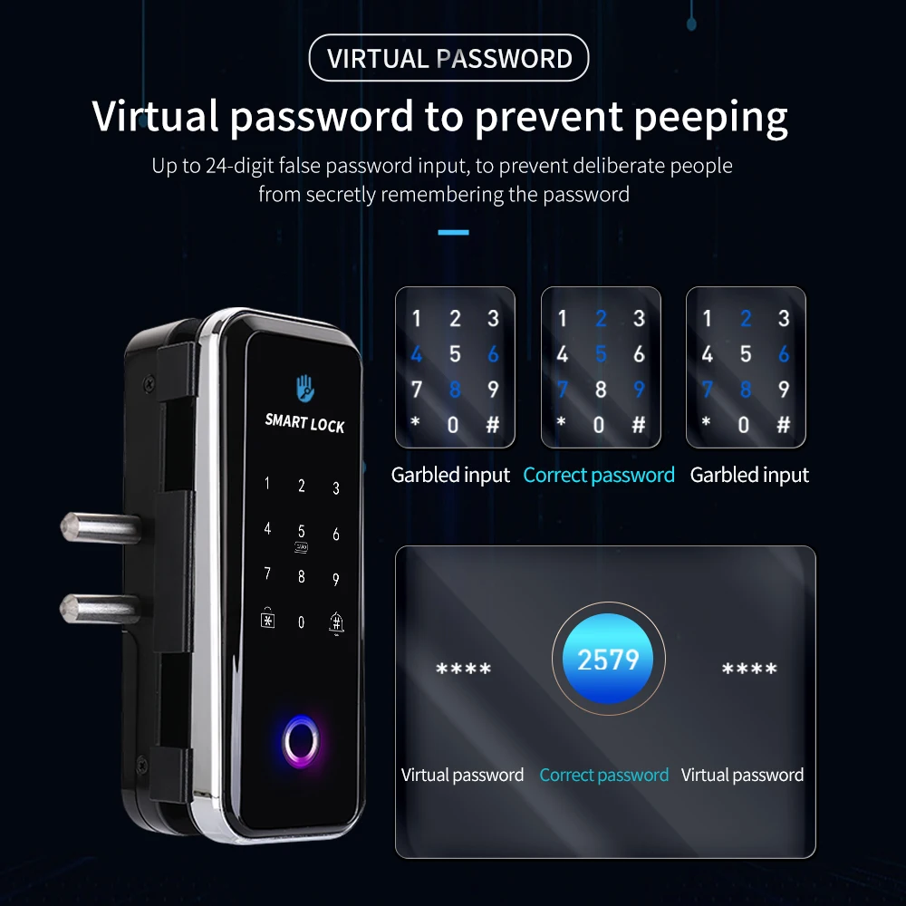 Smart RFID Card Fingerprint Bluetooth Control Detadbolt Lock Digital Door Lock with TTLock App Glass Door Lock Wooden Door Alexa