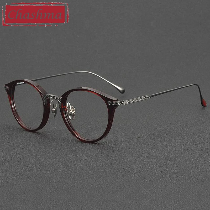 Chashma Prescription Glasses Eyewear Acetate Titanium Round Optical Eyeglasses Frames Men Women Spectacles for Recipe Lenses