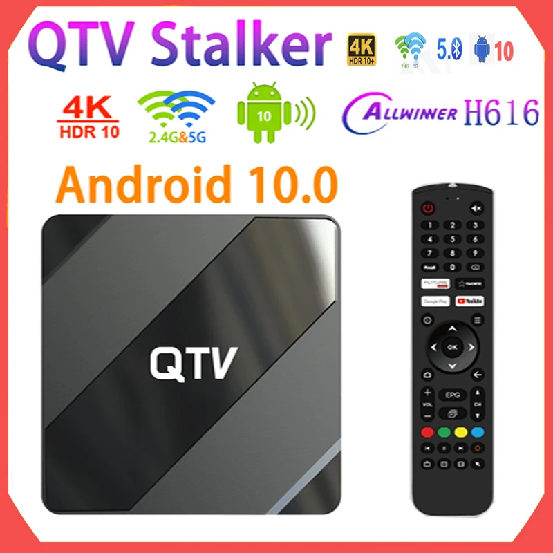 

Приемник смарт-ТВ QTV Stalker Android 10.0 ТВ-приставка Allwinner H616 Quad Core 4K 2,4G/Φ WIFI BT5.0 медиаплеер телеприставка