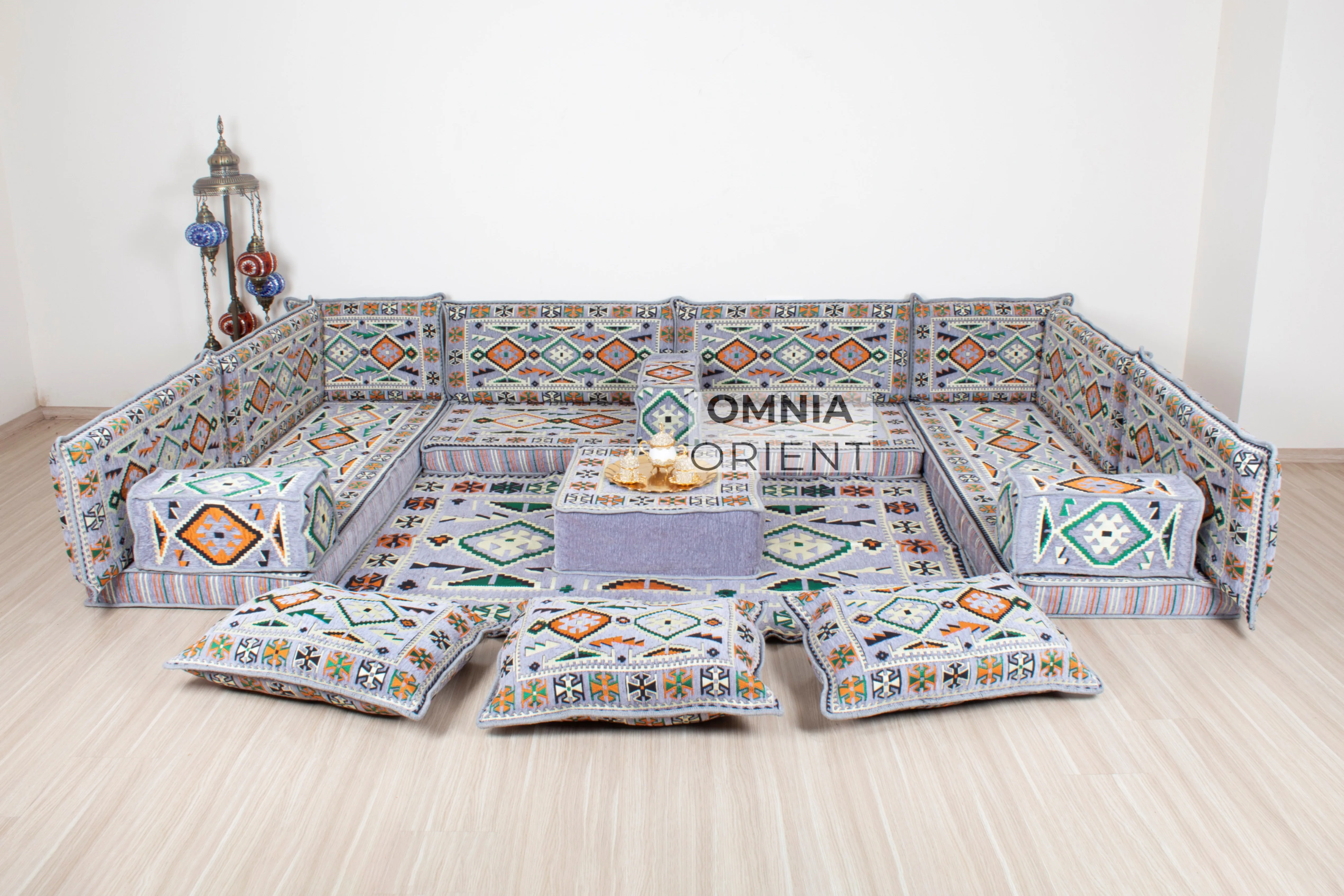 Set di divani anatolico Majlis arabi a forma di U Set di cuscini tradizionali divano da pavimento per balcone fodera per cuscino arabo cuscino per divano modulare