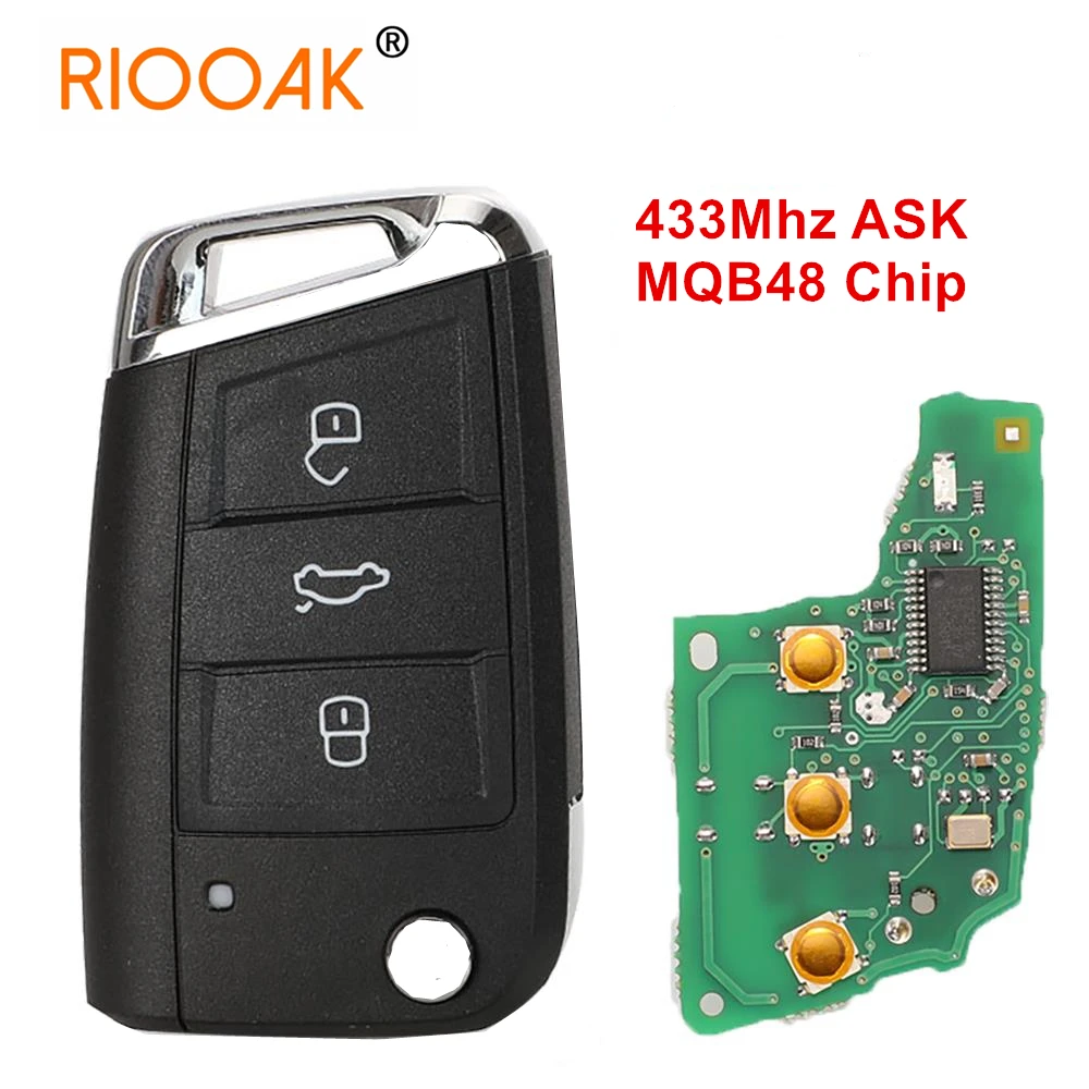 Zdalny kluczyk 434MHz ASK MQB48 Chip dla fotel VW Leon Ateca Golf7 MK7 Touran Polo Tiguan Skoda Octavia 5G6959752AB BB 6V0959752