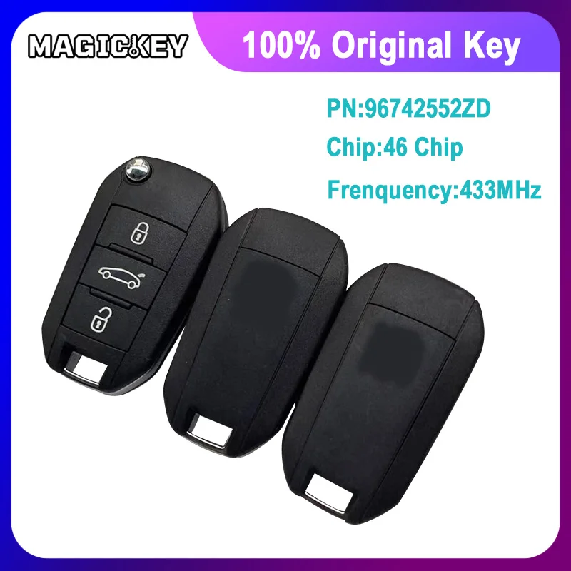

100% Original 3 Buttons Smart Key Keyless 433mhz 96742552ZD For CITROEN C4 DS4 DS5 2010 2012 2014 2015 2016 For PEUGEOT 308 508