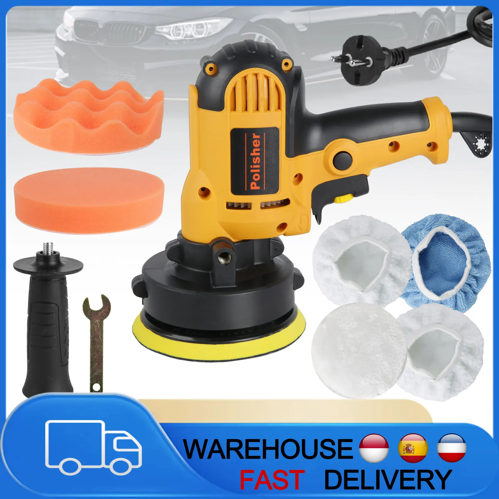 Polisseuse électrique pour voiture, vitesse réglable, machine à poncer et cirer, outil de polissage professionnel pour voiture et travail du bois