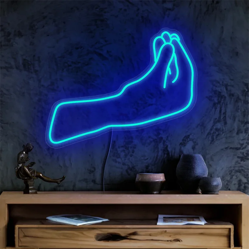 Imagem -02 - Mão Italiana Neon Led Sign Sinal Gesto Decoração Italiana Mão Sinal Italiano