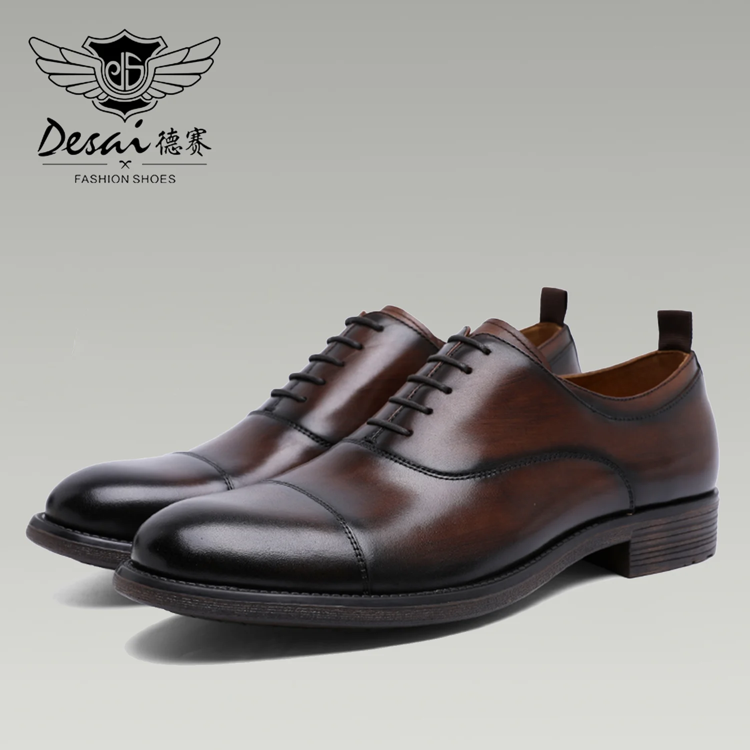 DESAI Men Shoes Dress Genuine Leather Formal Business Work Soft For Man Male Men\'s Oxford Flats Shoe Large Size For Men