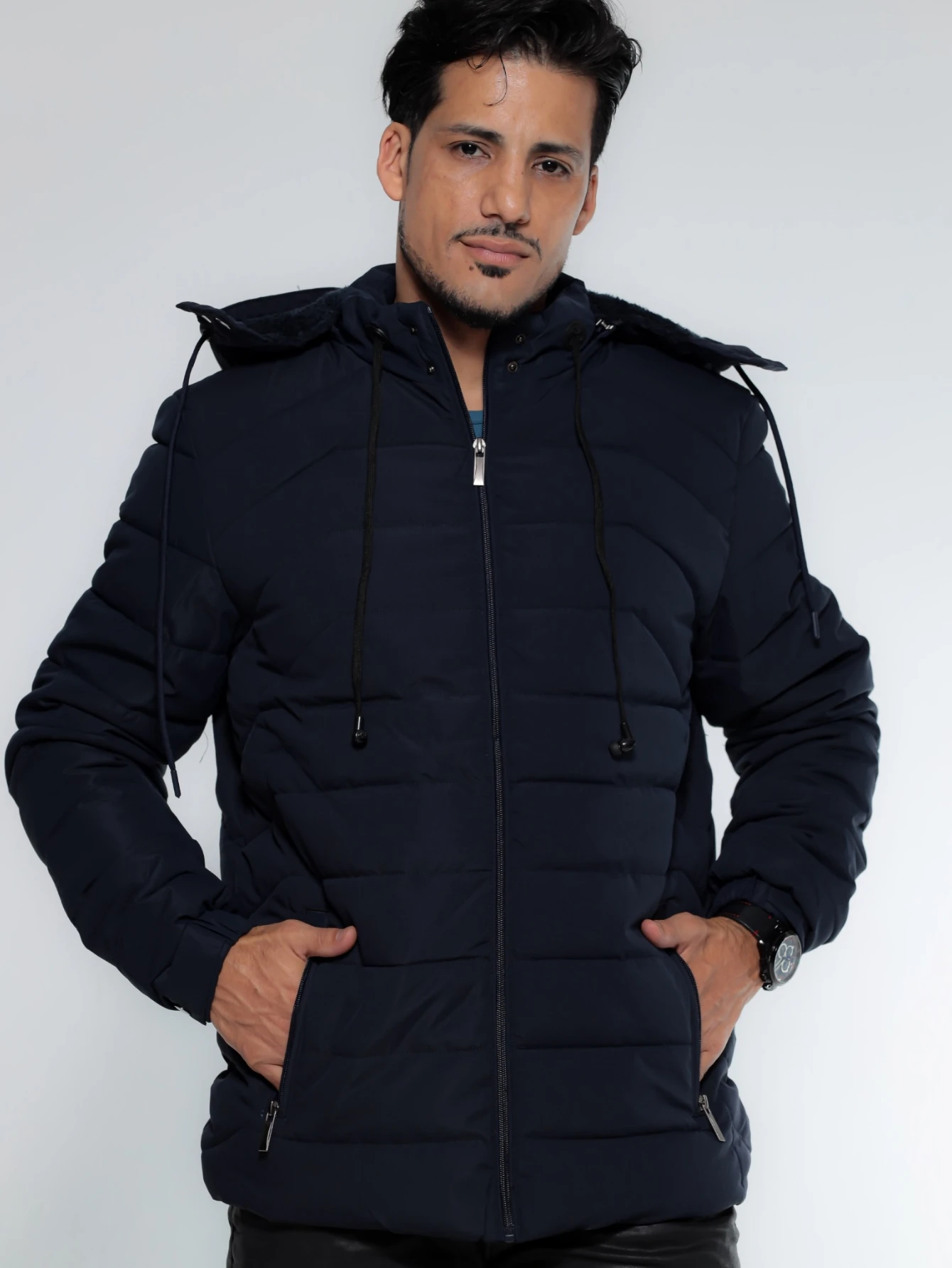 Bobojaco Male Straight Puffer Coat With Hood And Pocket