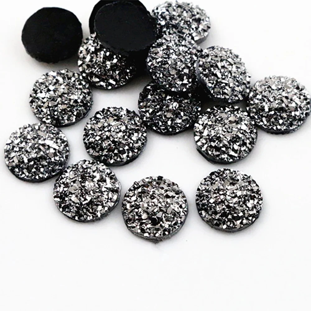 Nowa moda 40 sztuk 8mm 10mm 12mm pistolet czarny Metal kolor z płaskim z powrotem Cabochons żywiczne Cameo — zdjęcie 2