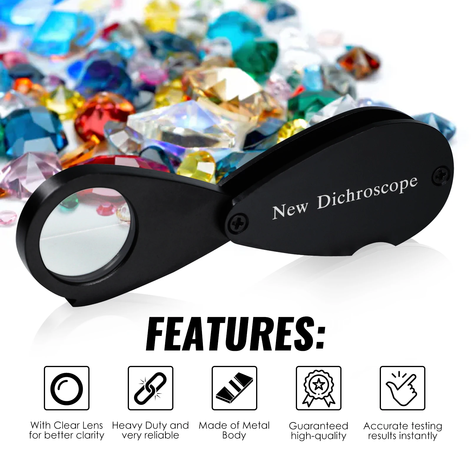 Dichroscope For Gem Pocket-size Diffraction Spectroscope 21mm Lens Diameter White Light Foldable Design Clear Lens Gem Tools