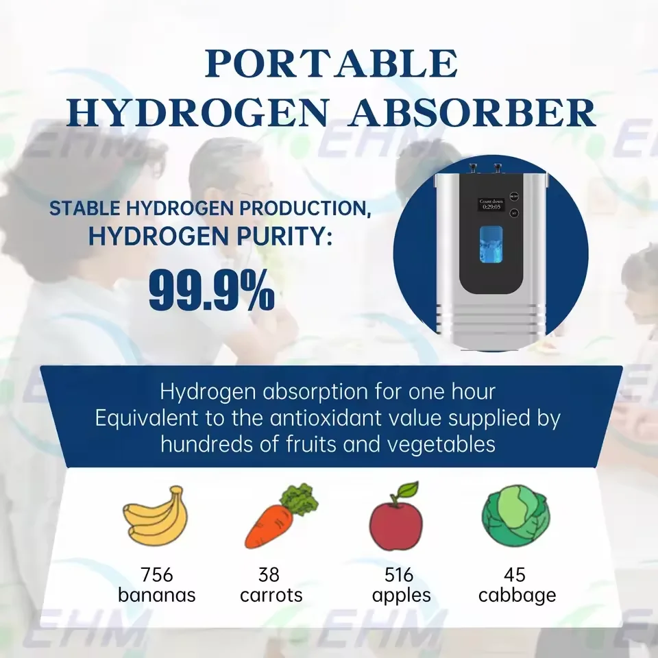 High Purity 99.99% Imported Proton Membrane PEM Electrolyzer Hydrogen Inhalation Machine H2 Hydrogen Inhaler Low Noise 450ml/min