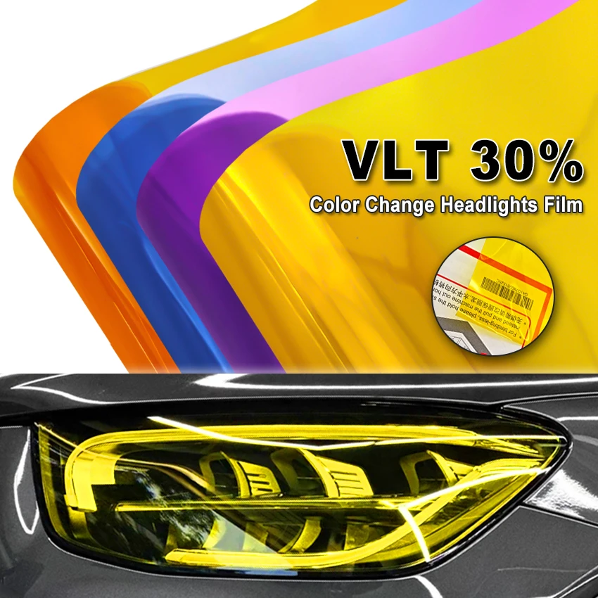Super Gloss VLT30% Multi-Color Headlight Tint Film 30x100cm Yellow Blue Car Lamp Smoke Vinyl Wrap Fog Light Styling Stickers