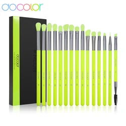 Docolor Eye makeup brushes set 15Pcs Neon Green Eyeshadow Makeup brushes Professional Eyebrow Blending Eyeline Eyelash brushes