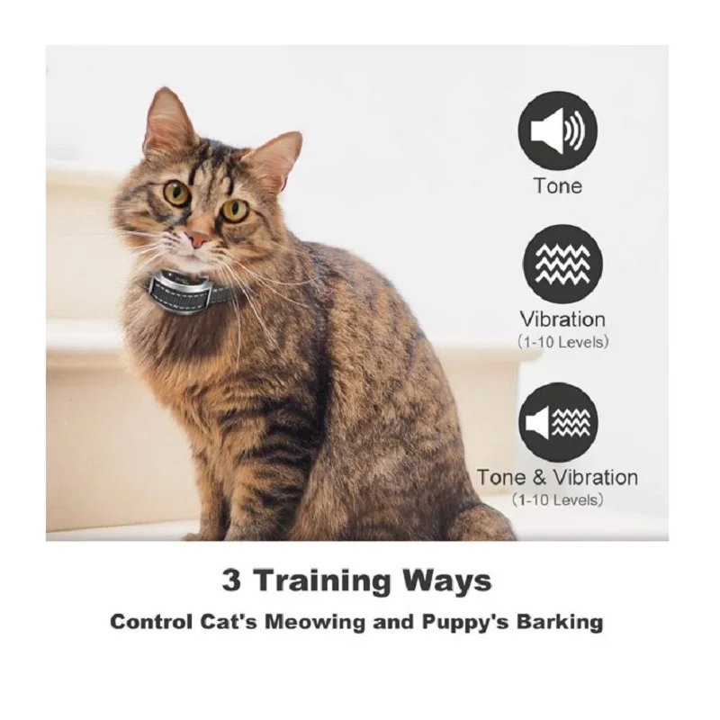 Cat&Dog Training Collar For 2 Cats&Dogs,1600ft Remote Range Cat Anti Meow Collar&No Shock Bark Collar,IP67 Waterproof