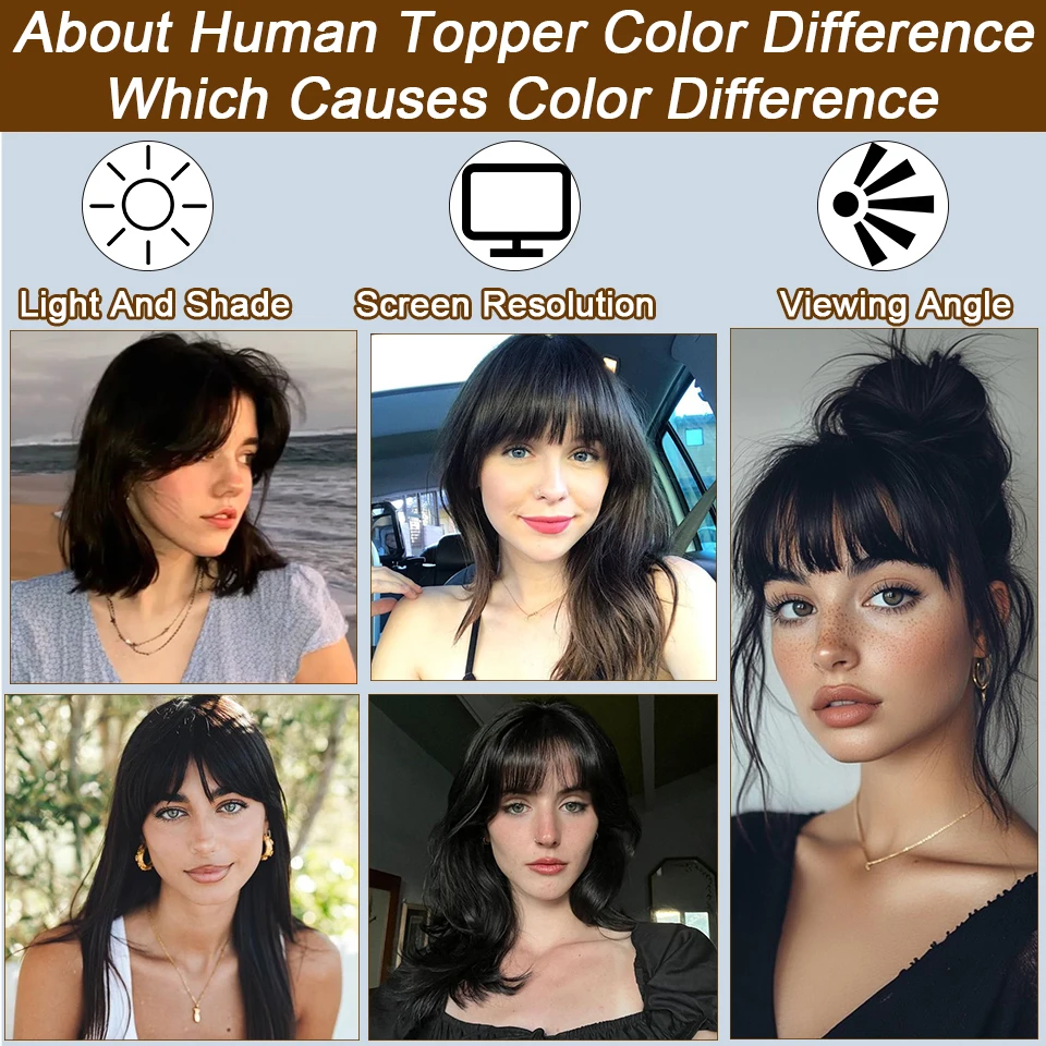 Dazzeal Human Hair Toppers กับ Bangs สําหรับผู้หญิง 10X12 ตรง 3D ฝาครอบผม Topper ผมมนุษย์จริงคลิปใน Hairpiece Extensions