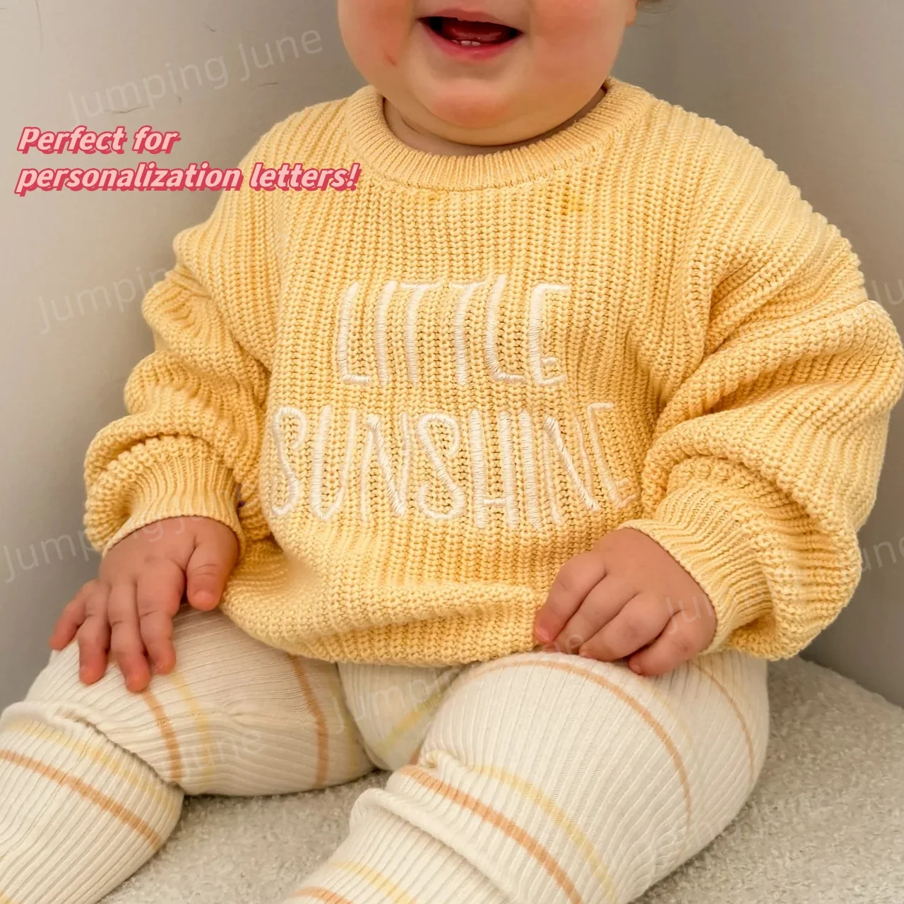 Solid Color Knitted Jumper Kids Fall Winter Clothes Pullover Long Sleeved 100% Cotton Natural Sweet Baby Sweater