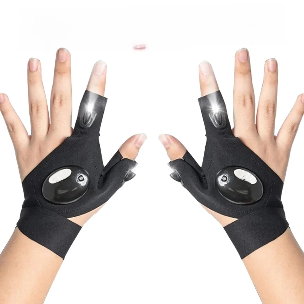 AliExpress ctzsoop LED Flashlight Luminous Running Gloves Waterproof Cycling Camping Hiking Rescue Glove Lamp Lighting Gloves Fingerless Gloves