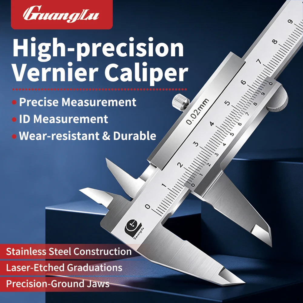 Guanglu Vernier Caliper Closed‑Frame Left‑Hand Anti‑Magnetic Vernier Caliper 0‑150/200/300mm for Industrial Measurement