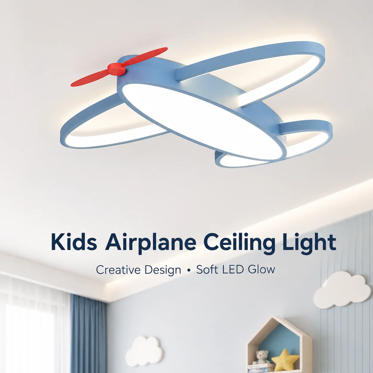 Simple Ceiling Light, Creative & Personalized Lamp for Kids' Rooms, Eye-Friendly Airplane Light for Children's Bedrooms
