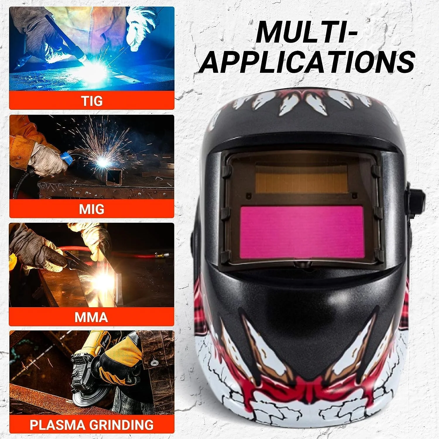 STARMAN solar-powered automatic darkening welding protective mask，Hood Welding Helmet Wide Shade 4/9-13 for TIG MIG ARC Grind