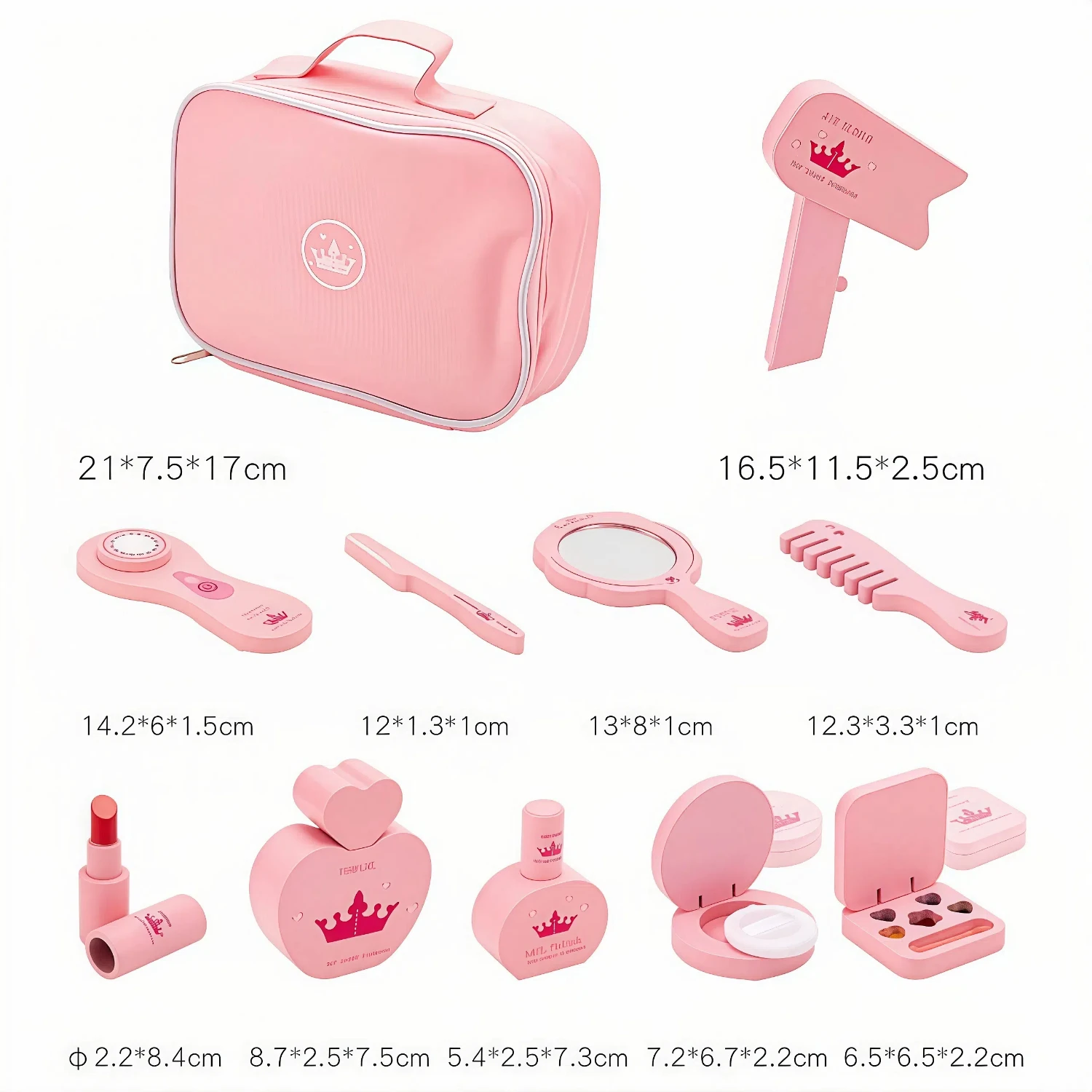 مجموعة مستحضرات التجميل المحاكاة لعبة خشبية لعبة التظاهر للأطفال مجموعة مكياج تجميل الشعر مع أحمر الشفاه طلاء الأظافر هدية سفر للفتيات