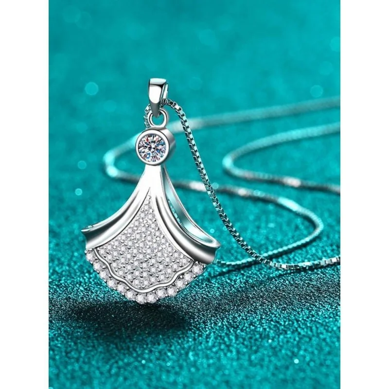 Официальный магазин MoisaLuxe GRA Moissanite Plata, стерлинговое серебро 925, маленькая юбка, кулон, ожерелье для женщин, цепочка на ключицы, ювелирные изделия