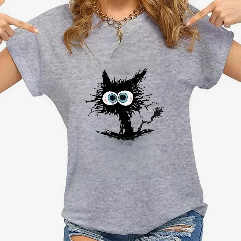 Dameskleding Kat It's Fine I'm Fine Everything Is Fine Print T-shirts Zomer Casual Mode Gepersonaliseerde Dameskleding - afbeelding 2