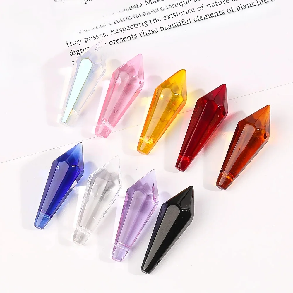 Lustre en perles pointues en cristal coloré, 10 pièces, lampe à prismes, pendentif attrape-soleil, bricolage, décor suspendu pour fête de mariage à domicile