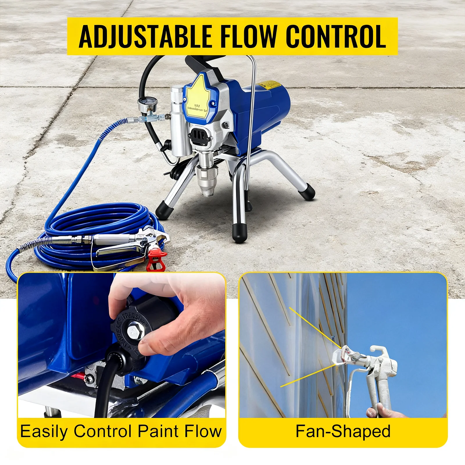 GECOFEER 3000psi مسدس رش طلاء الجدران بدون هواء مع ماكينة رش الأنابيب ذات الضغط العالي ماكينة رش الضغط العالي بدون هواء