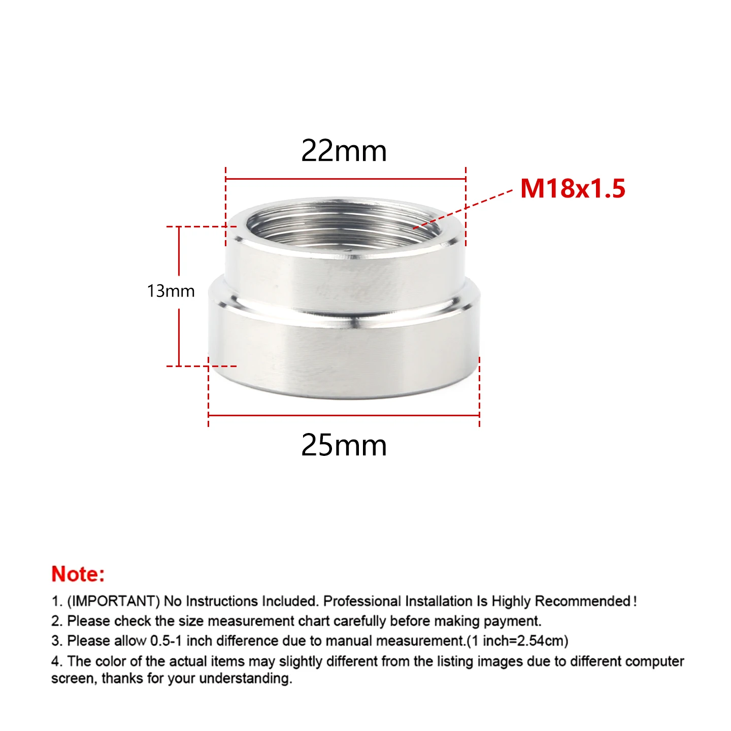 Stainless Steel M18x1.5 Thread Weld Bung Nut O2 Oxygen Sensor Inner Hexagon Bung Connector Auto Part