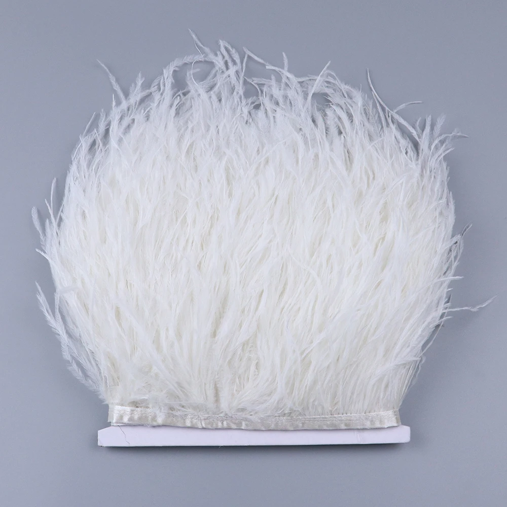 

10Meter Ivory White Ostrich Feathers Fringe Trimming 10-15/15-18/18-22cm Plumes Ribbon For Crafts Dress Sewing Accessories