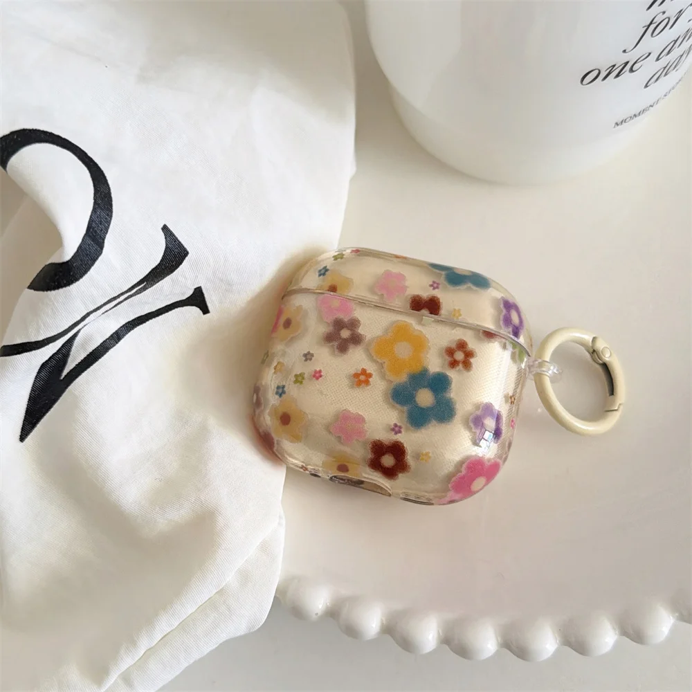 

Cute and fashionable translucent milky yellow plush flower suitable for Apple Airpods 4 3 2 Pro 2 3 Bluetooth TPU headphone cove